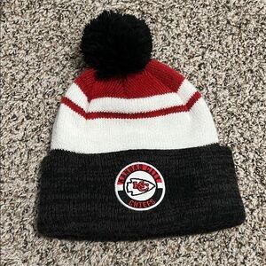 NFL Kansas City Chiefs Red and Black Pom Beanie